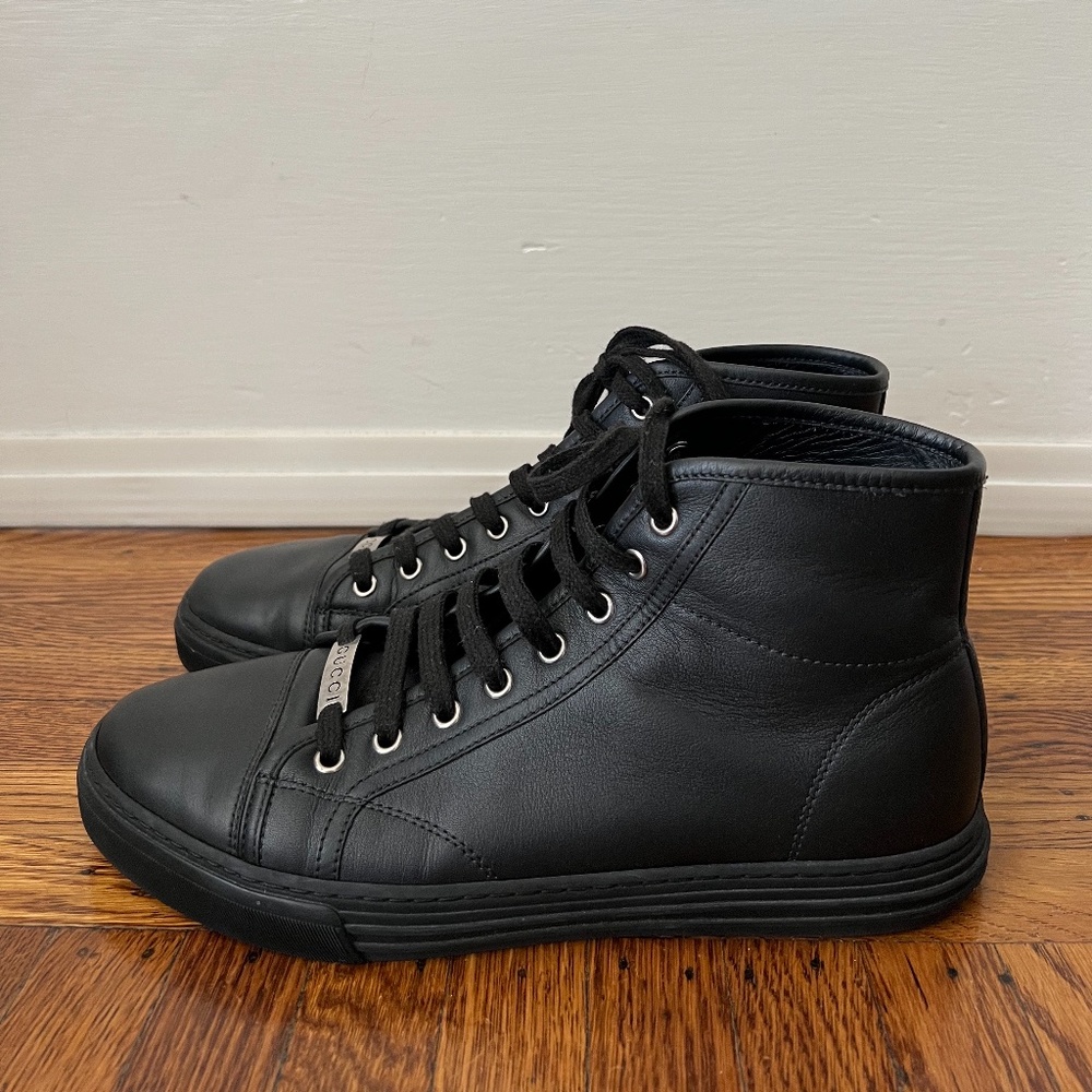 Men's Gucci Black Leather High Tops (Men's 7.5)